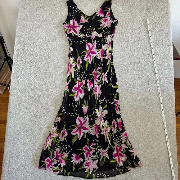 Y2K Slip Dress Size 8 Beaded Fairy Midi Grunge Floral Romantic Whimsigoth - Picture 11 of 16